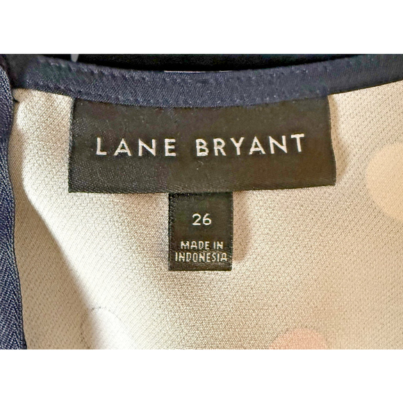 Lane Bryant Plus Size Polka Dot Black Dress Tie Waist - Picture 10 of 12